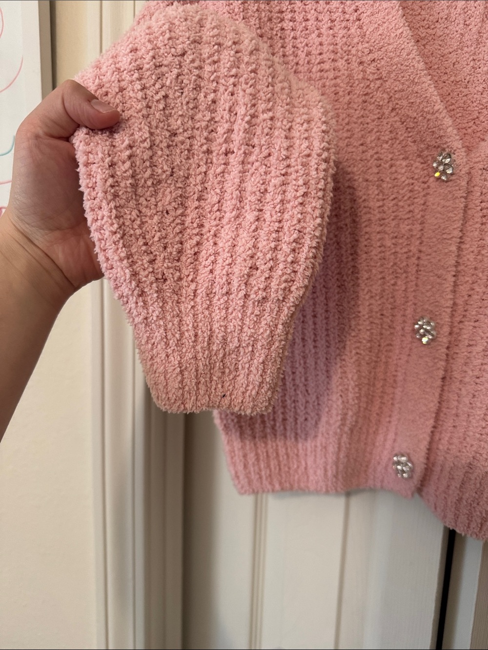 Pink Knit Button-Front Sweater - Picture 4 of 6